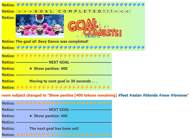 Dodatki Chaturbate Tip Goal i Tip Multi-Goal